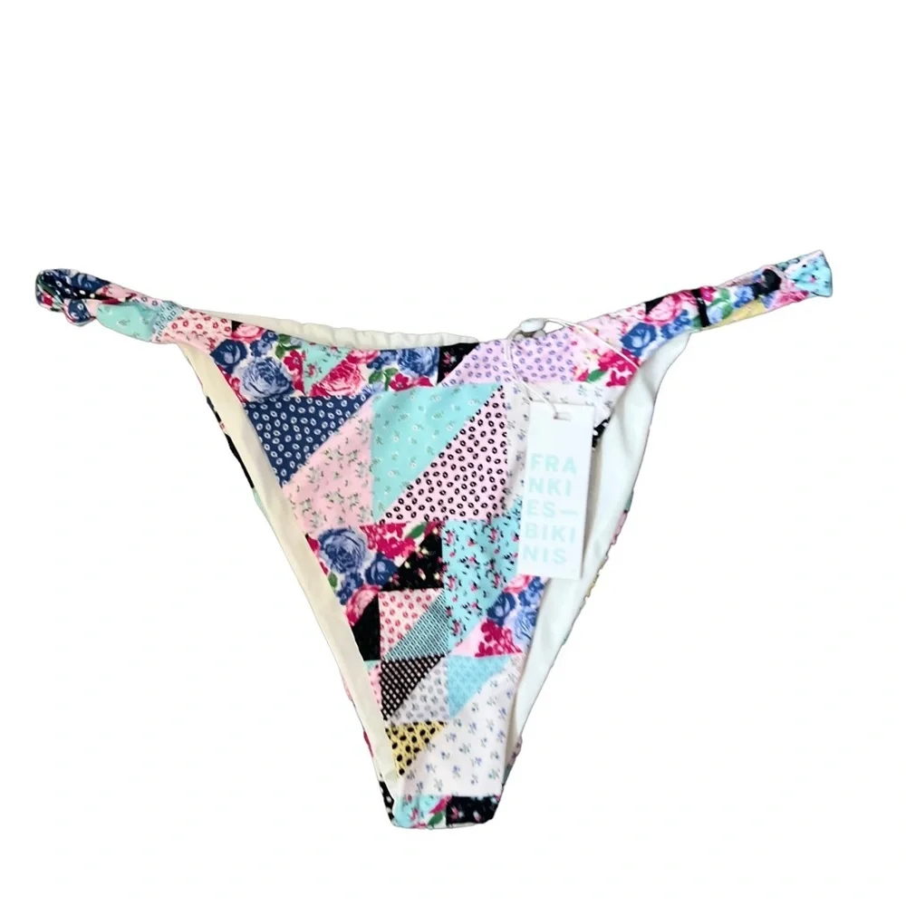 NWT Frankies Bikinis Gabe High Cut Bikini Bottom in Patchwork Size Large - Picture 5 of 13
